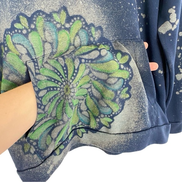 Nike Upcycled Sweatshirt Hoodie Pullover Mens Small Unisex Blue Logo Stencil - Picture 5 of 10